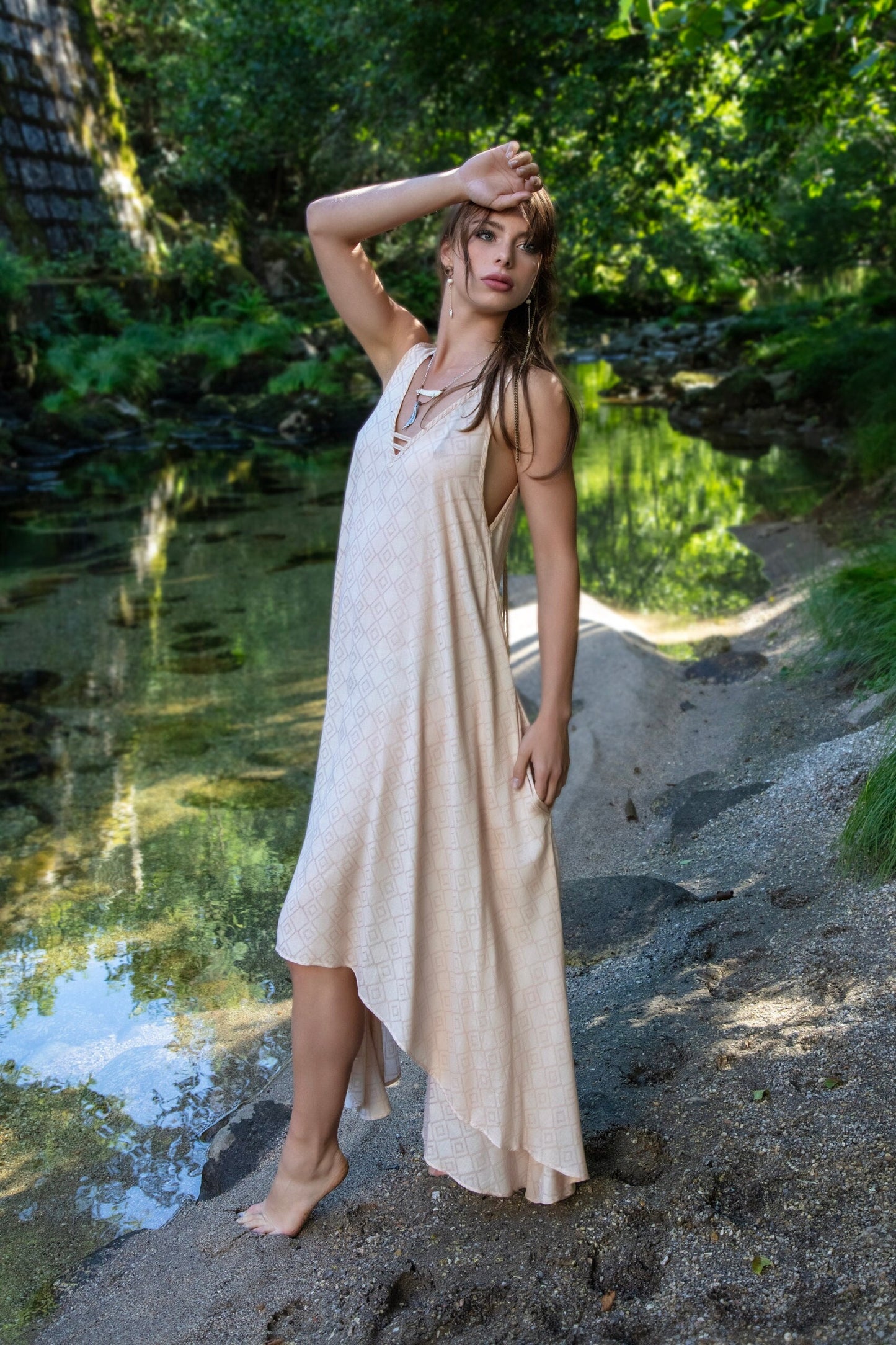 SARASWATI Boho dress ALOE VERA~ dusty dark rose