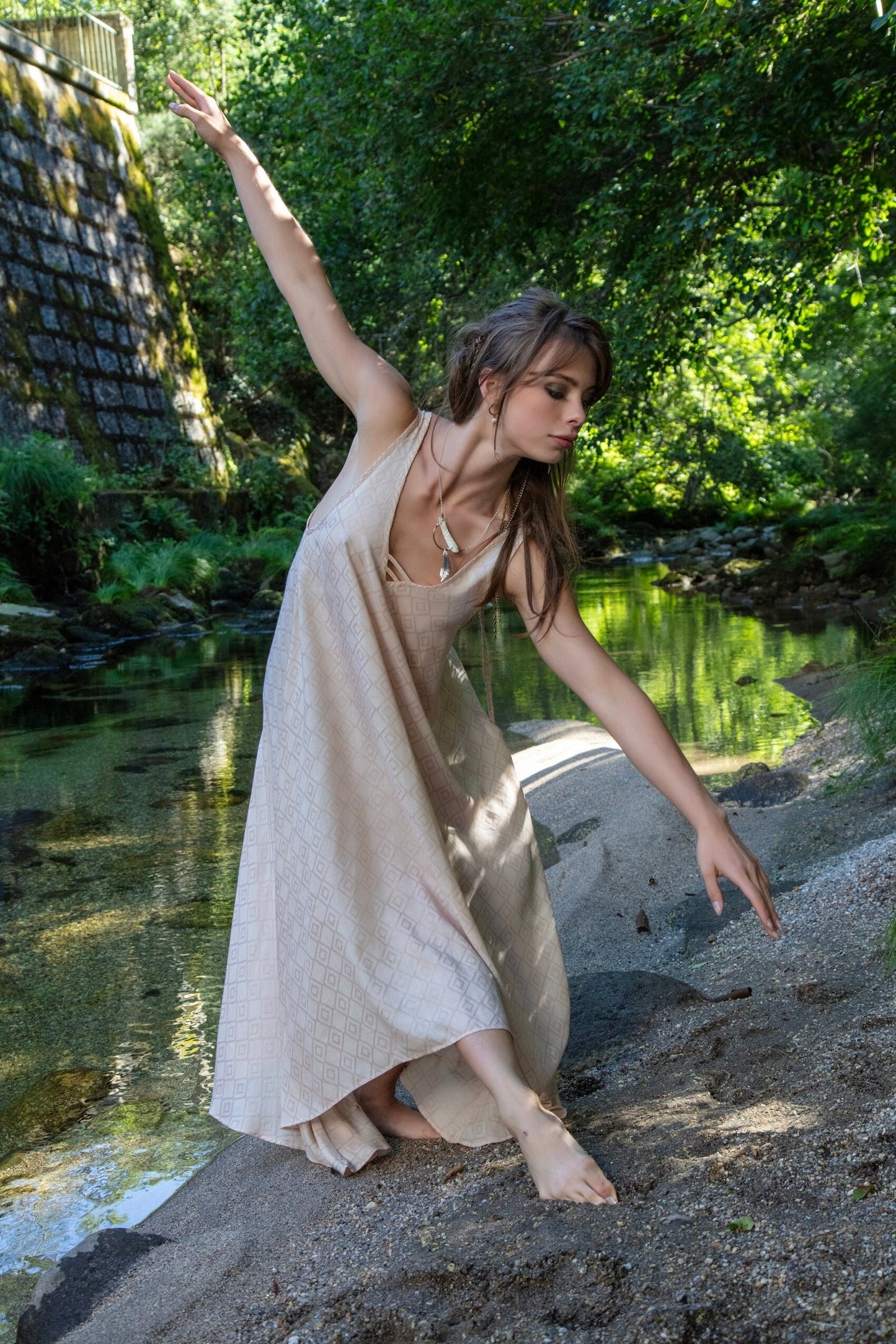 SARASWATI Boho dress ALOE VERA~ dusty dark rose