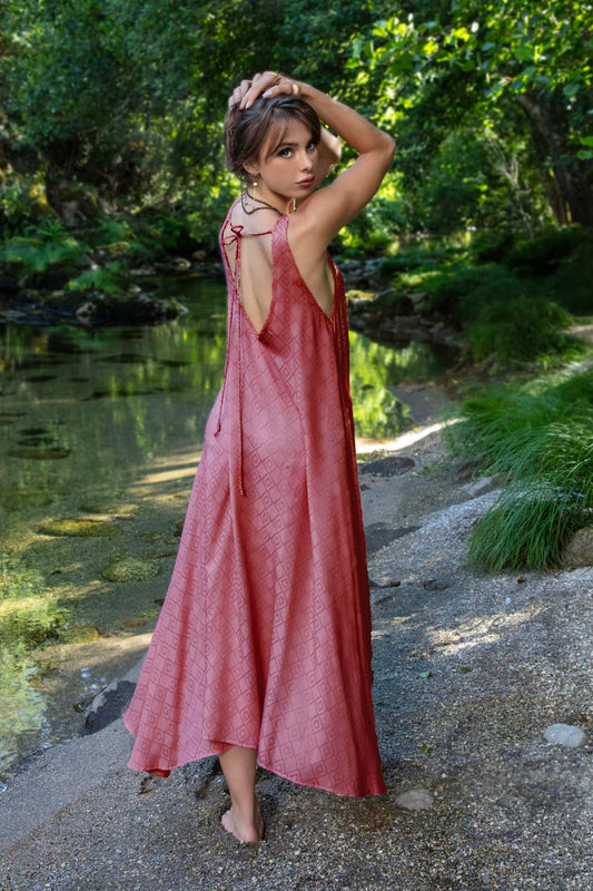 SARASWATI Boho dress ALOE VERA~ dusty dark rose