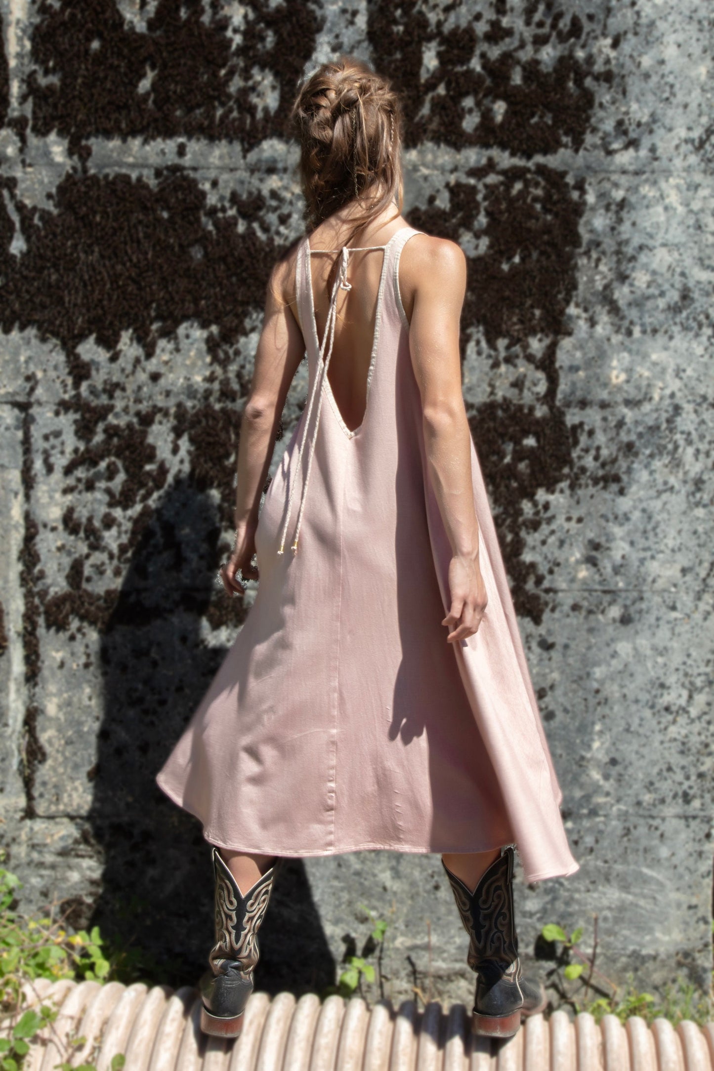 SARASWATI Boho maxi dress~BAMBOO dusty pink champagne