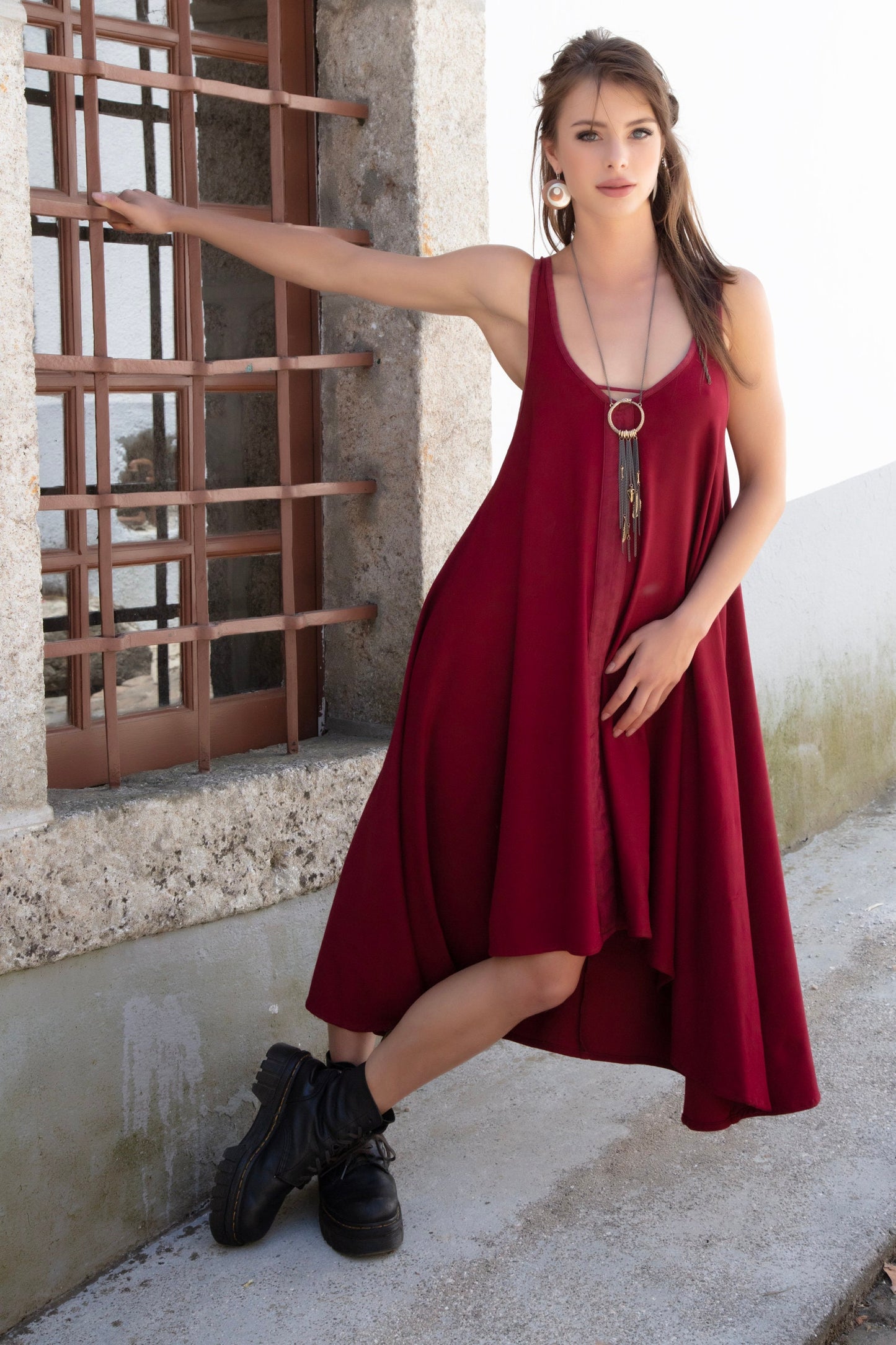 SARASWATI Boho maxi dress~BAMBOO flame
