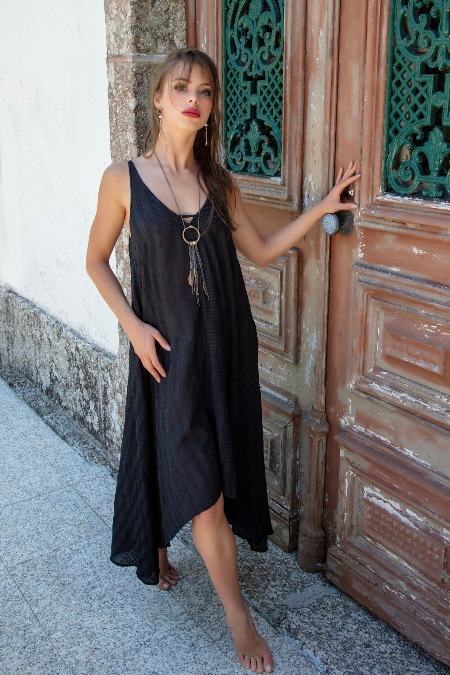 SARASWATI boho maxi dress~BANANA raven
