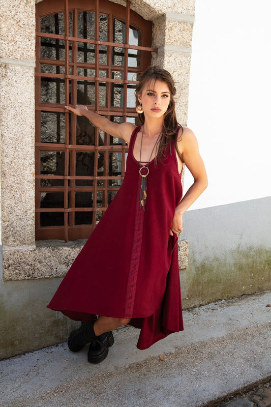 SARASWATI Boho maxi dress~BAMBOO flame