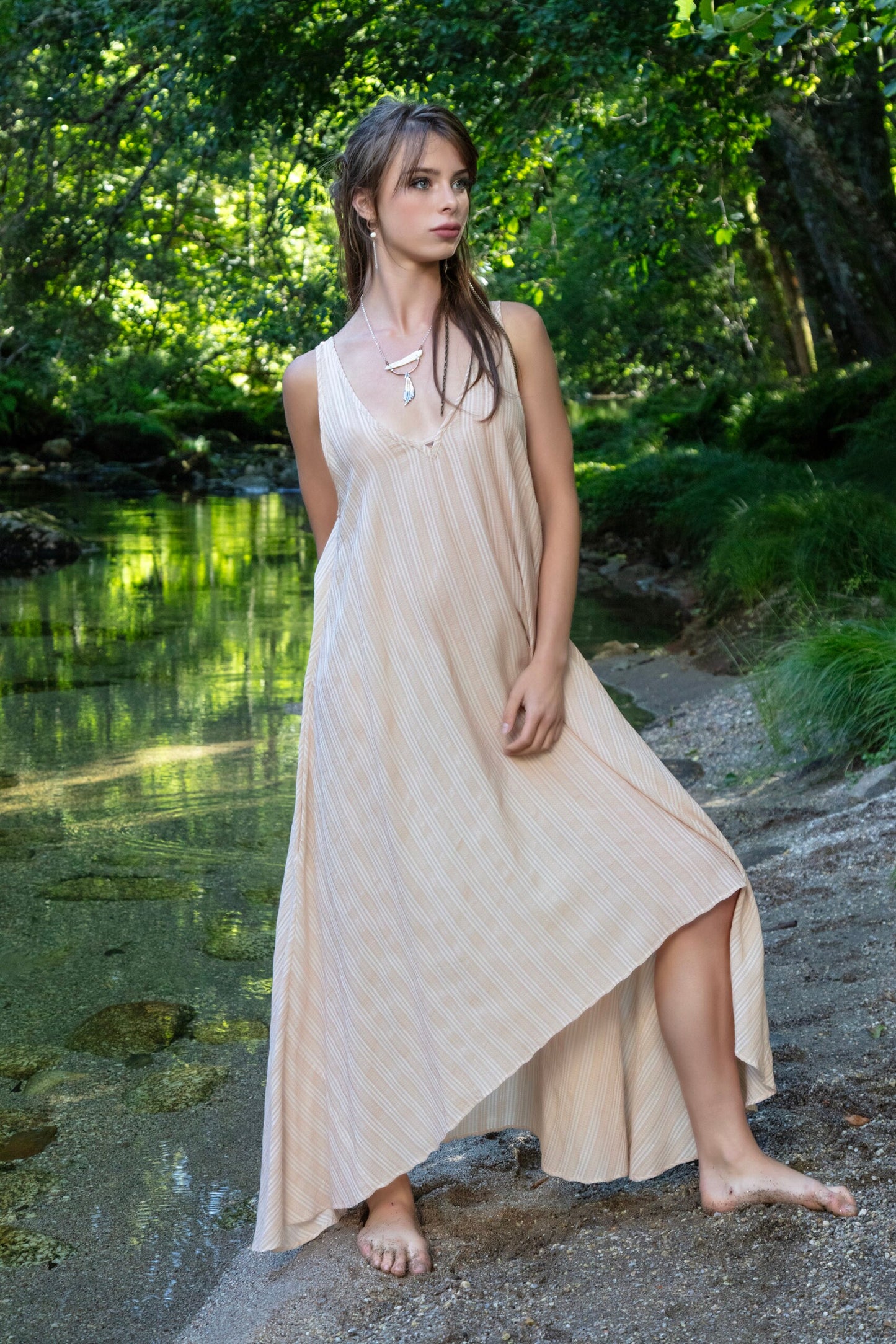 SARASWATI Boho maxi dress~BANANA dusty champagne rose