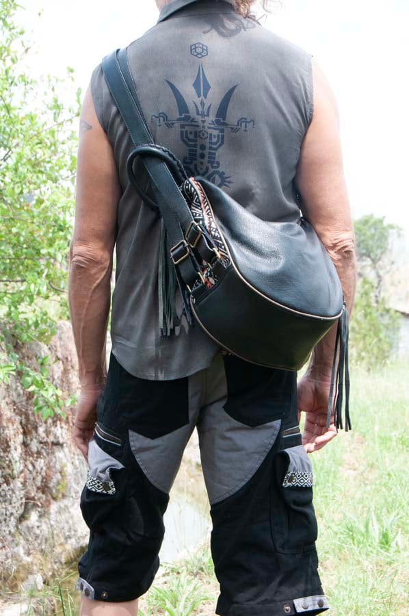 NEW! Boho leather bag, Leather rucksack, Gender neutral bag, Leather purse, Leather backpack, Black leather bag, MANDREM bag