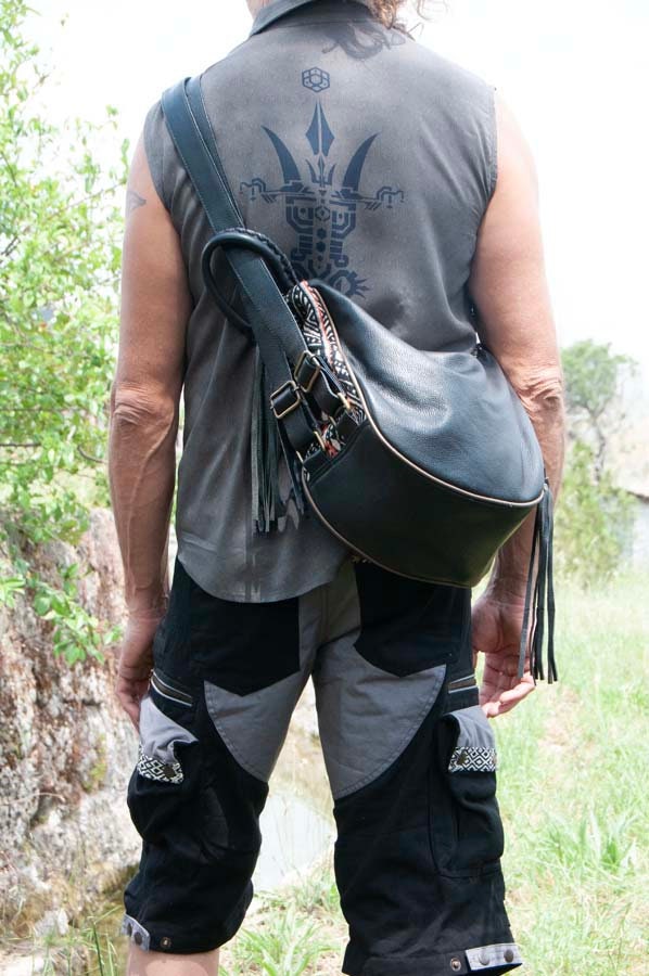 NEW! Boho leather bag, Leather rucksack, Gender neutral bag, Leather purse, Leather backpack, Black leather bag, MANDREM bag