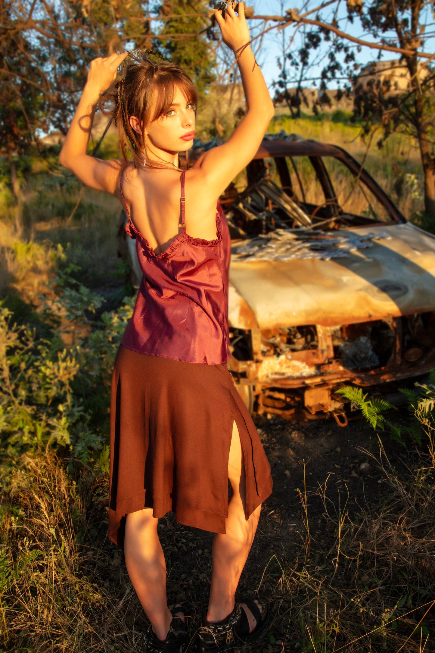 STEENA organic bamboo skirt~Brazil nut