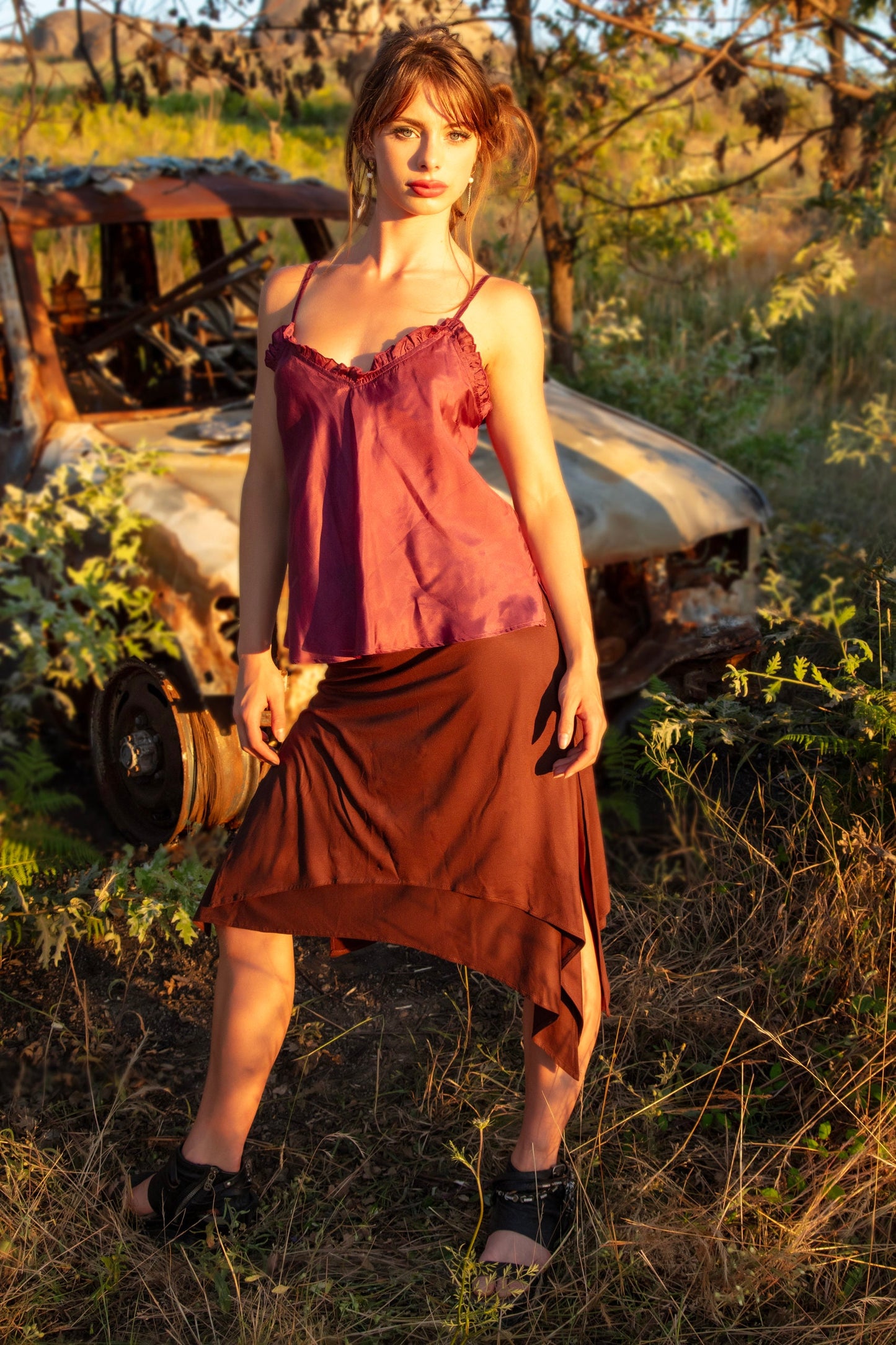 STEENA organic bamboo skirt~Brazil nut