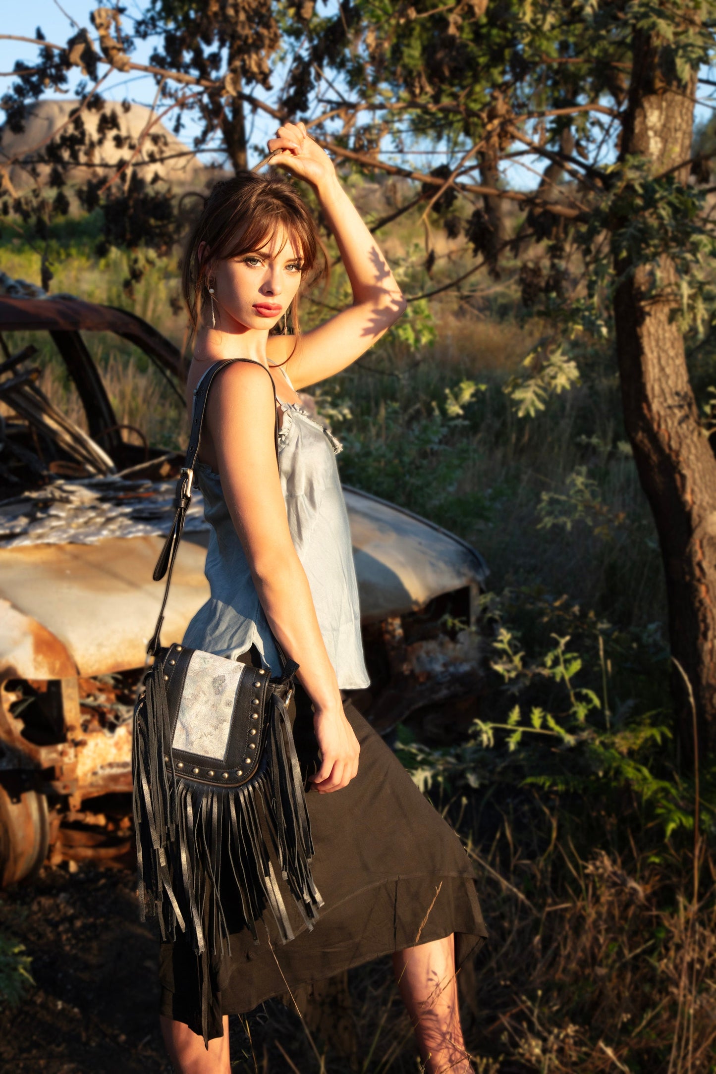 STEENA organic bamboo asymmetrical skirt~Raven