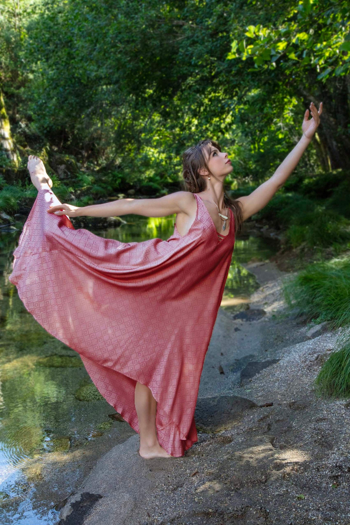 SARASWATI Boho dress ALOE VERA~ dusty dark rose