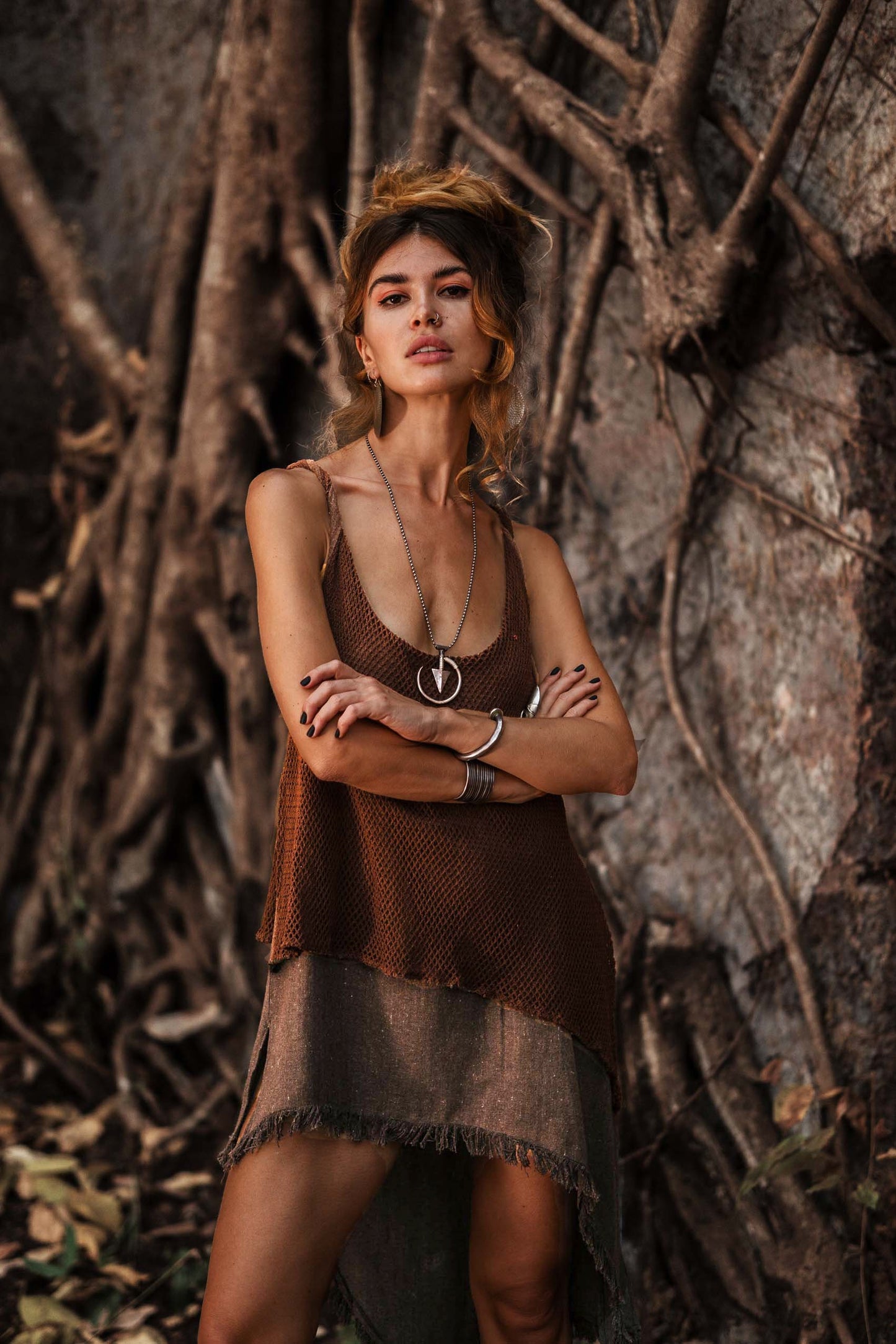 NEW! Boho dress, Raw silk dress, Fringed tunic dress, Ibiza style dress, Split side dress, Summer dress, Boho fringed dress,  IDUNN Hazel