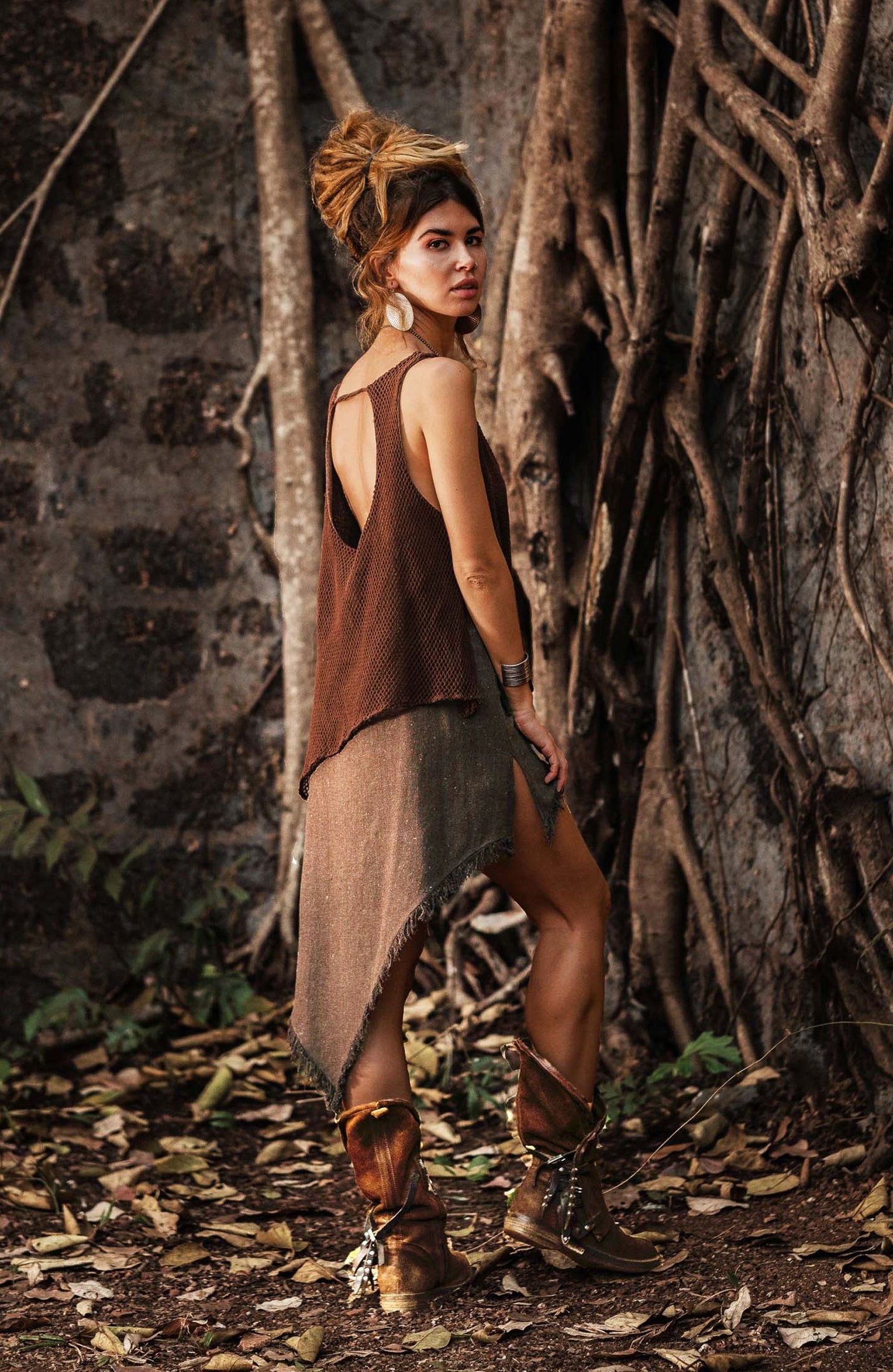 NEW! Boho dress, Raw silk dress, Fringed tunic dress, Ibiza style dress, Split side dress, Summer dress, Boho fringed dress,  IDUNN Hazel