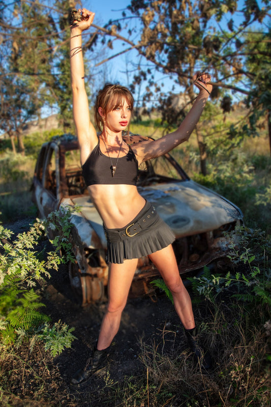 LILITH pleated micro mini skirt~FLINT