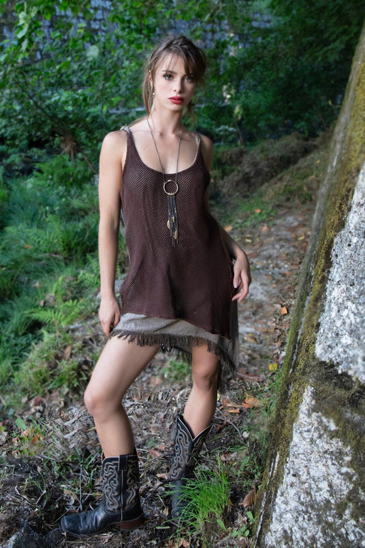 NEW! Boho dress, Raw silk dress, Fringed tunic dress, Ibiza style dress, Split side dress, Summer dress, Boho fringed dress,  IDUNN Hazel