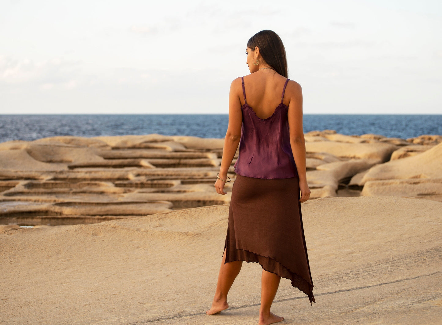 STEENA organic bamboo skirt~Brazil nut